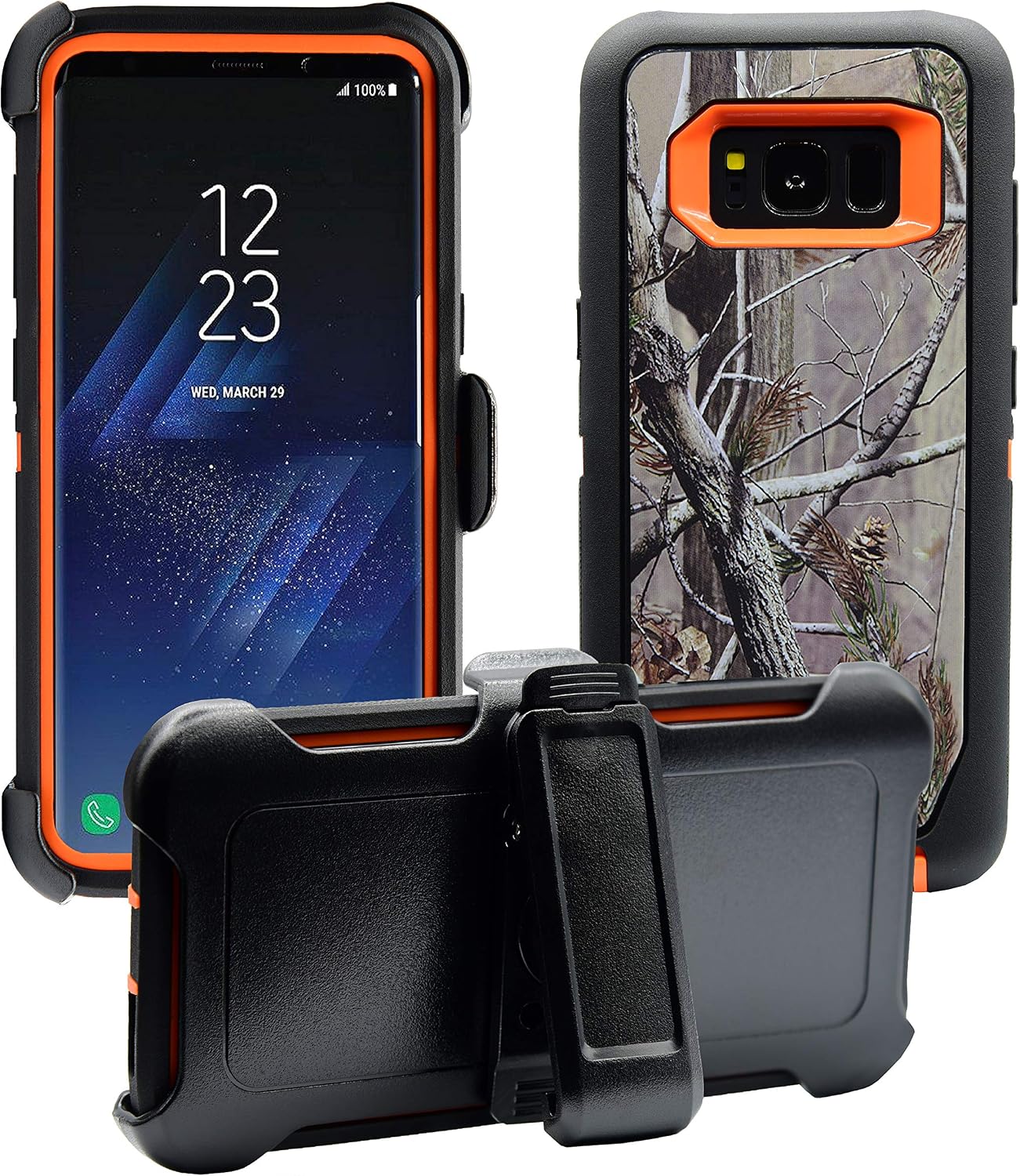AlphaCell Cover Compatible with Samsung Galaxy S8 | Holster Case Series | Military Grade Protection with Carrying Belt Clip | Protective Drop-Proof Shock-Proof | Orange/Camouflage