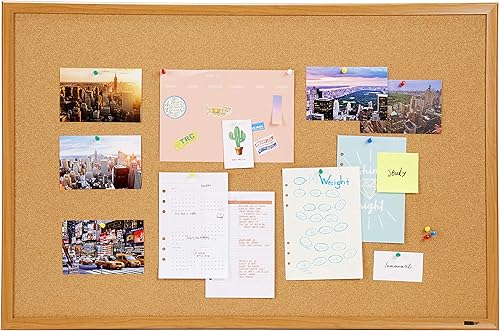 Miniatura 7 de Tablón de anuncios acabado de madera de roble de tablero corcho marco