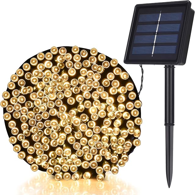 TEKLED® Solar String Lights | 200 LED Decorative String Lights | Waterproof Indoor Outdoor 72FT with Solar Panel | Warm White | for Patio Garden Backyard Home Christmas Tree Party Gazebo Pergola