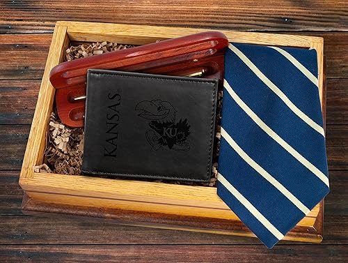 Miniatura 4 de Rico Industries Carteras grabadas con láser de la NCAA Kansas Jayhawks, Negro -, Classic