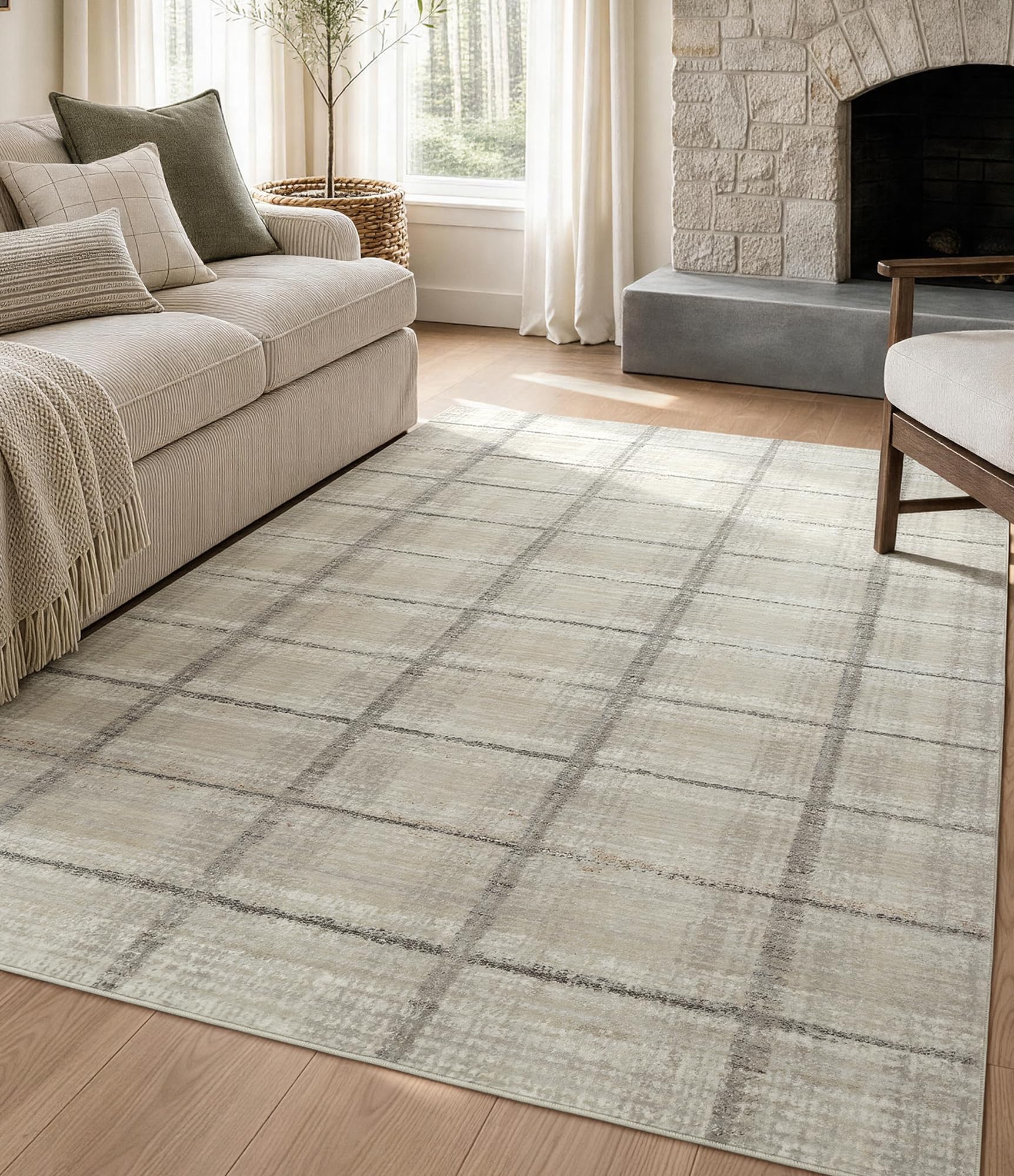 Photo 1 of YIHOUSE Plaid Area Rug 6' x 9'
