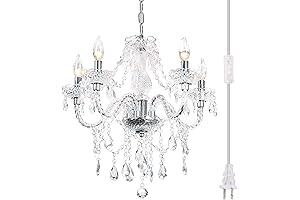 Plug-in 5 Light Crystal Hanging Pendant Lights Acrylic Chandelier