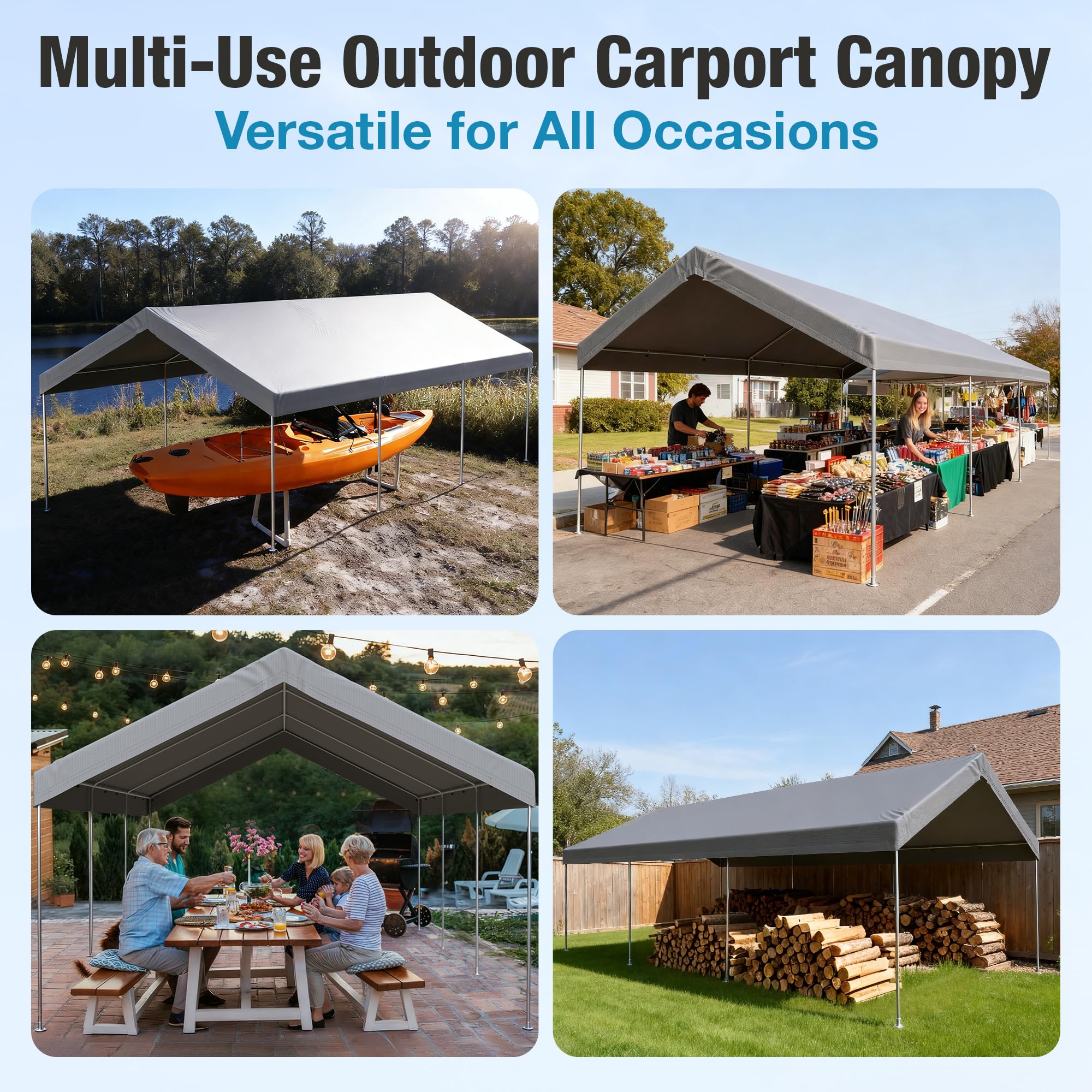 Carport Canopy Cover - 12x20 FT Weatherproof -6 Carport Canopy Cover - 12x20 FT Weatherproof -6