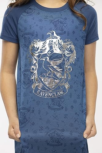 Vista 5 de Harry Potter - Camisón raglán de manga corta con estampado de lámina para niñas, diseño de Hogwarts Houses - Las 4 casas disponibles, Multi