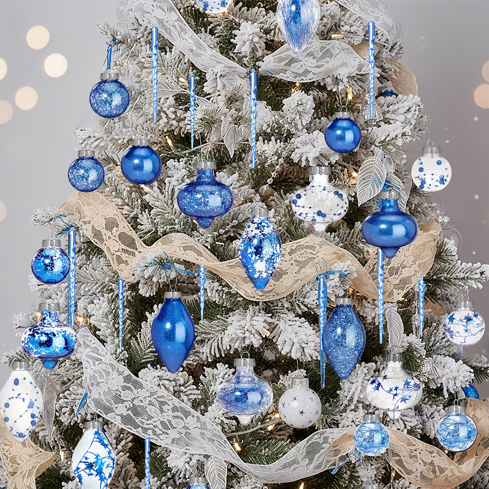 Bucherry Eiszapfen aus transparentem Kunststoff, bruchsicher, glitzernd, Kunststoff, für Weihnachten, Weihnachten, Acryl, Eiszapfen, Ornamente für Urlaub, Hochzeit, Party, 48 Stück