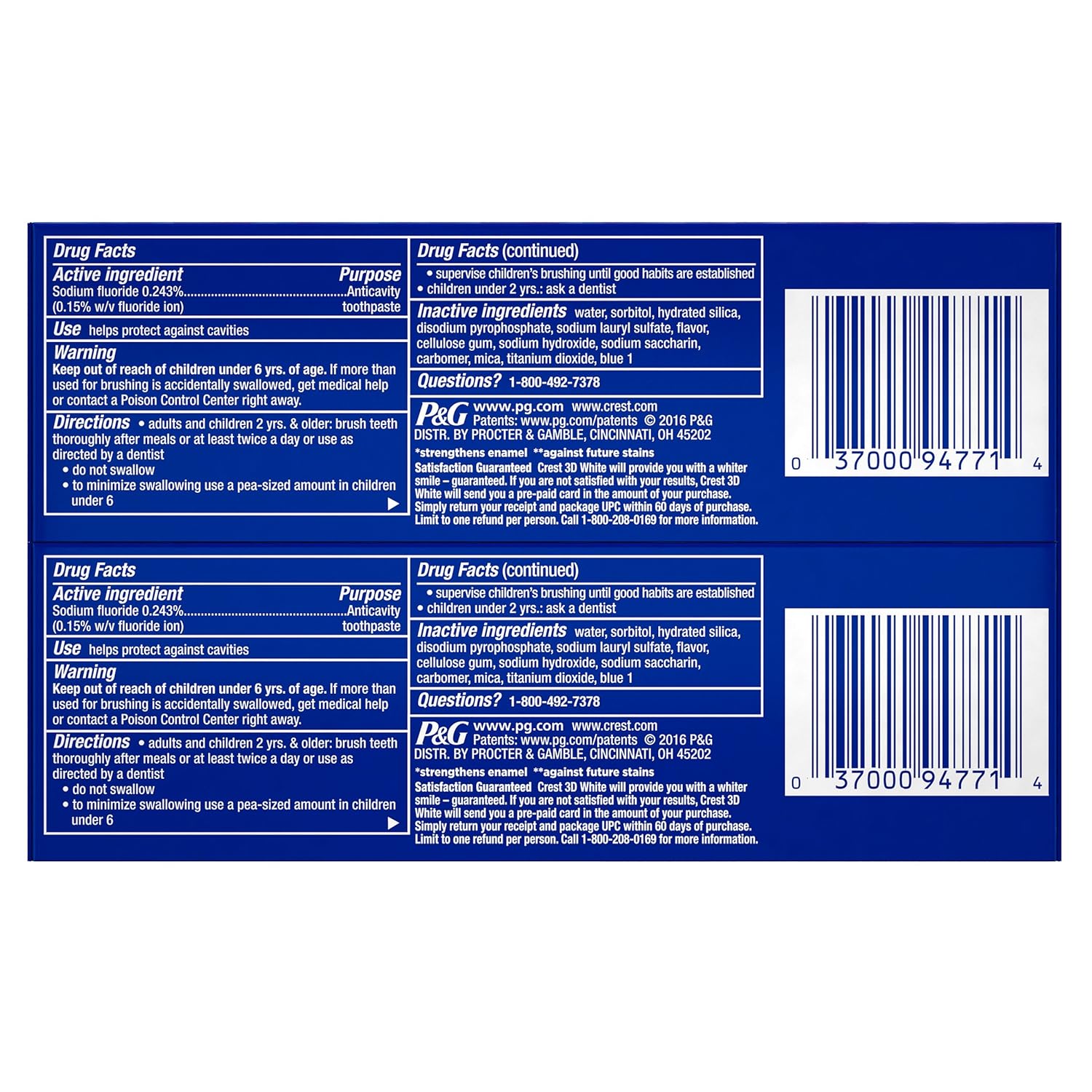 Crest 3D White Whitening Toothpaste, Radiant Mint, 3.5 Ounce (Pack of 2)