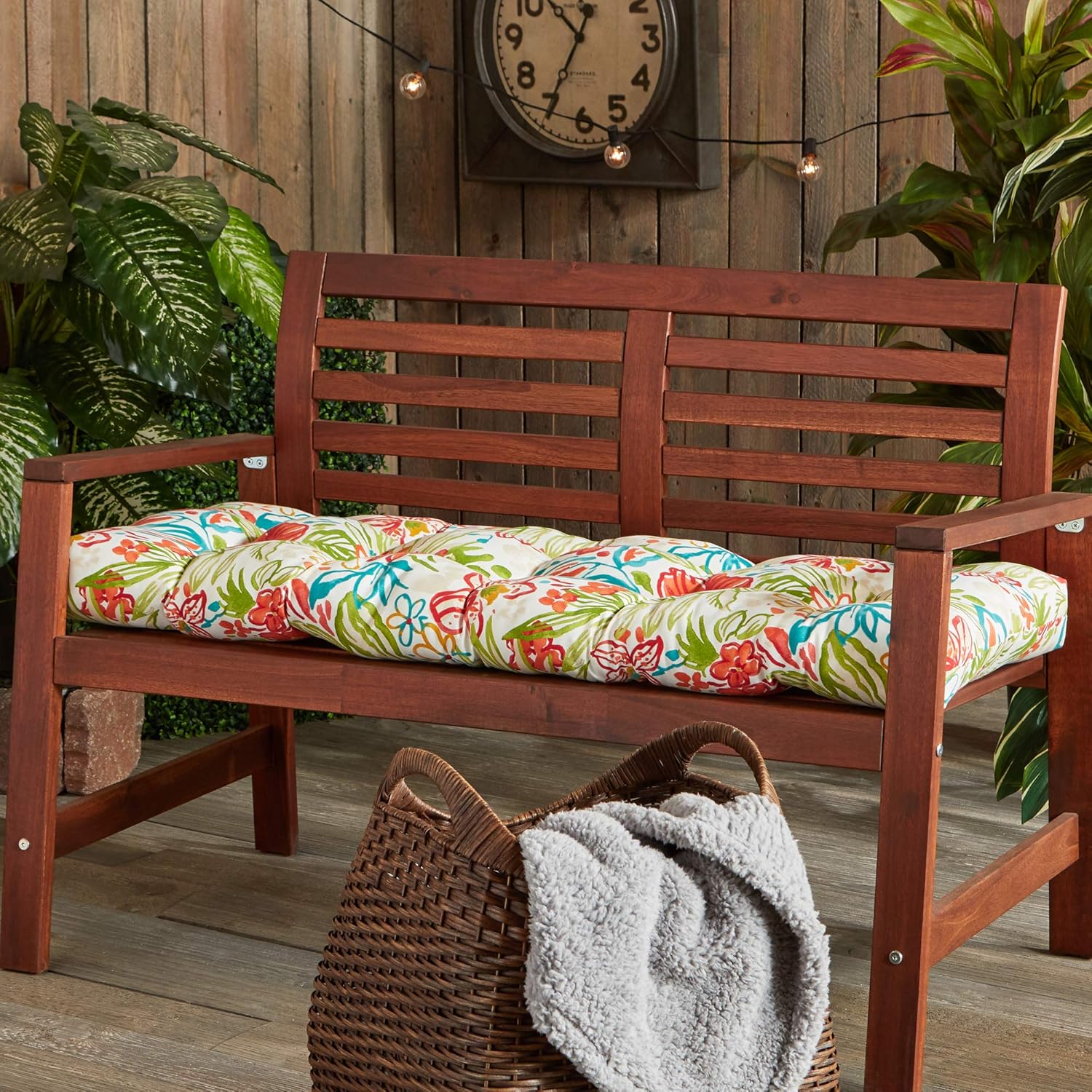 South Pine Porch Outdoor 51x18-inch Bench Cushion, Breeze Floral