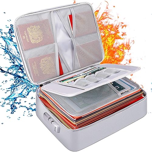 Miniatura 18 de DocSafe Organizador de documentos de 5200°F con cerradura, caja con aislamiento térmico mejorado resistente al fuego y a prueba de agua, organizador