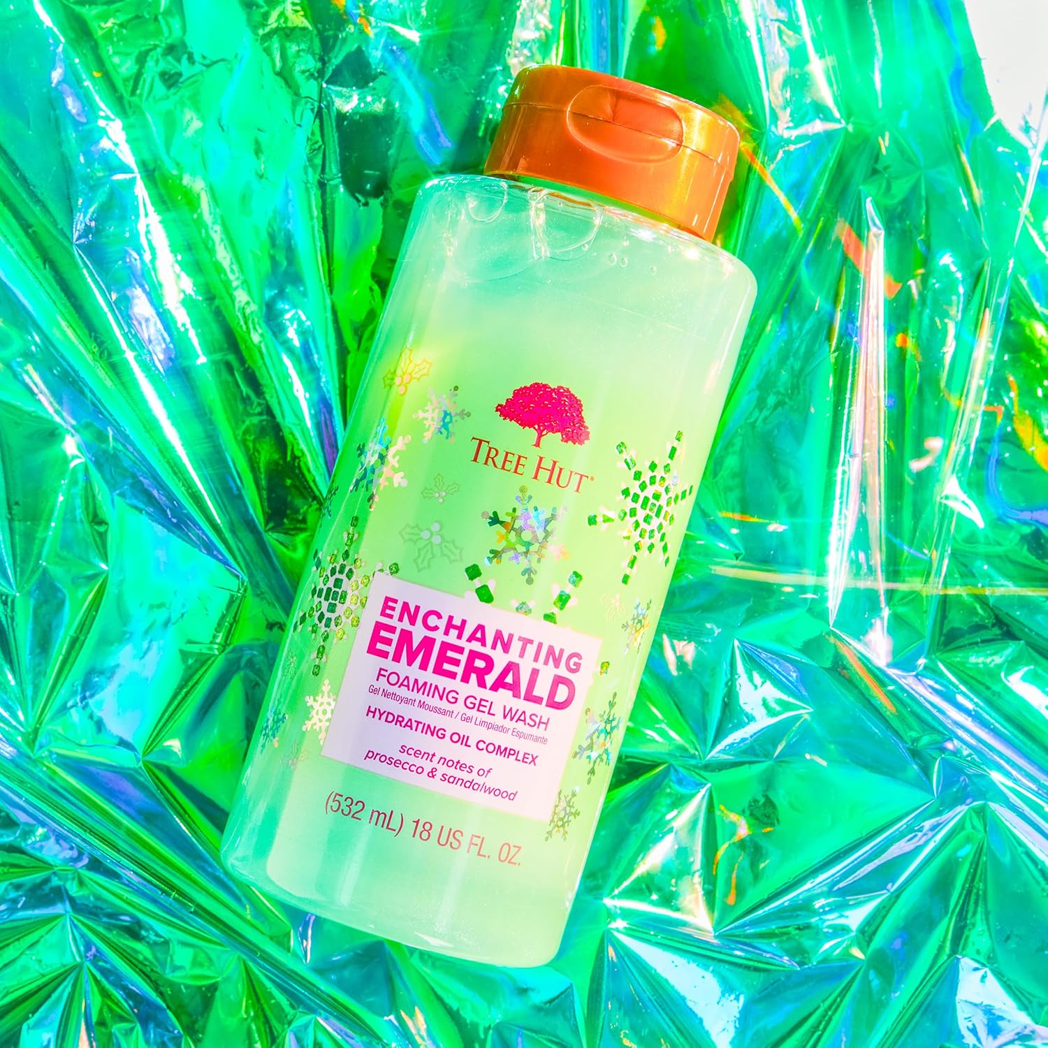 Tree Hut Enchanting Emerald Foaming Gel Wash | Cleanse & Soothe Skin Without Stripping Moisture | Made with our Hydrating Oil Complex | Limited Edition Holiday | 18 fl oz.