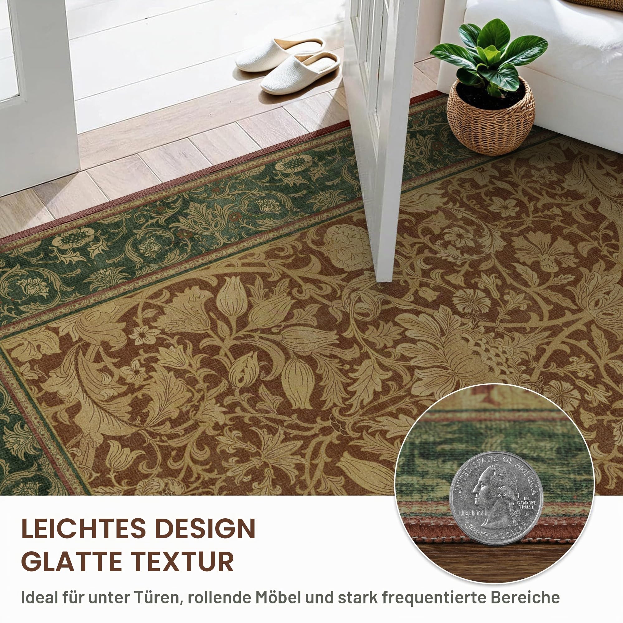 BEIMO Waschbarer Teppich Wohnzimmer Vintage, Boho Teppich Schlafzimmer Groß Orientalisch rutschfest für Badezimmer Esszimmer, 160x230cm