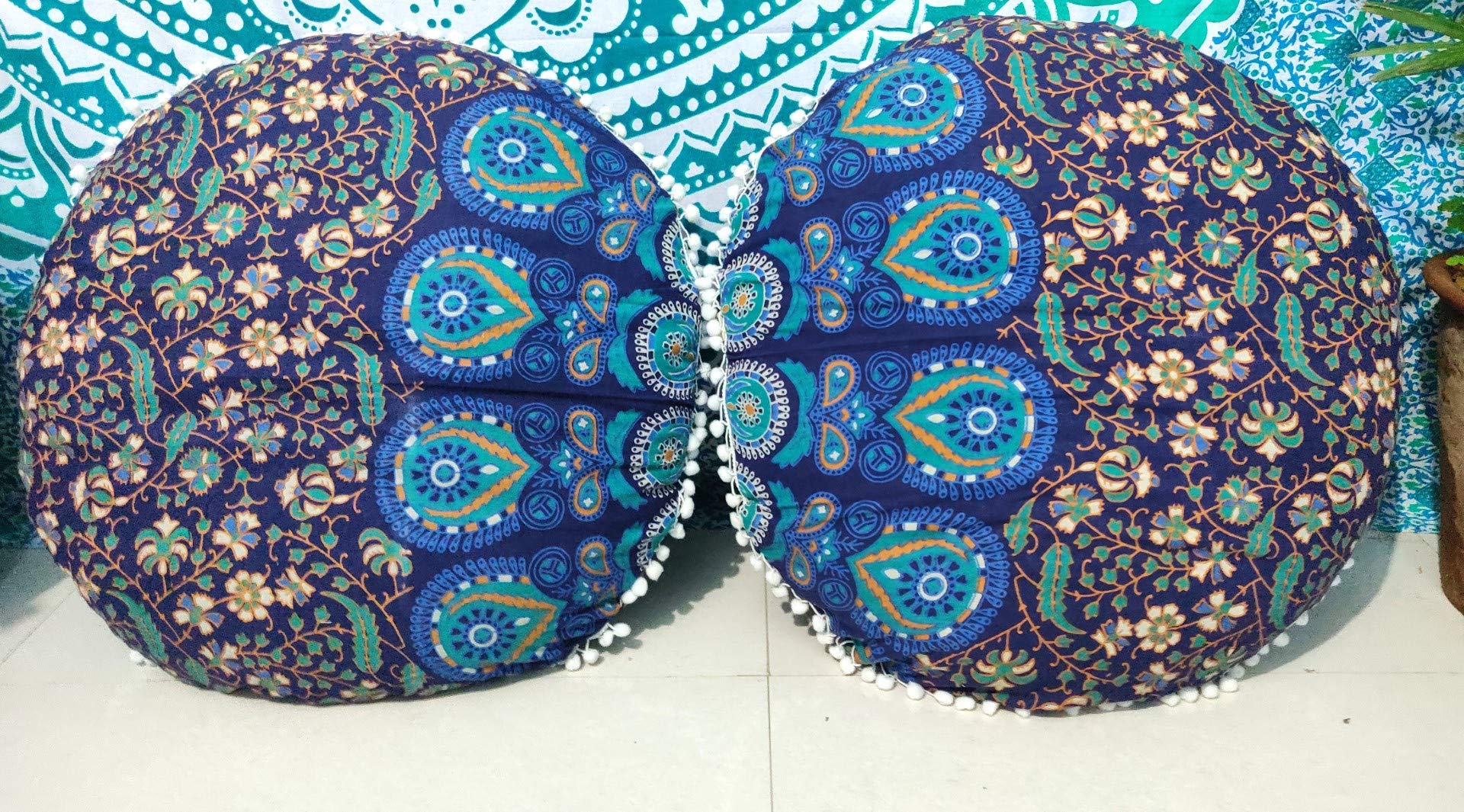 See full amazon price history chart for INDIAN CRAFT CASTLE Cotton 24" Barmeri Large Floor Pillow Cover Cushion Meditation Seating Ottoman Throw Hippie Decorative Zipped Bohemian Pouf Ottoman Pom Pom Cases 24" Round Set Of 2 (Blue Mirchi) INDIAN CRAFT CASTLE Cotton 24" Barmeri Large Floor Pillow Cover Cushion Meditation Seating Ottoman Throw Hippie Decorative Zipped Bohemian Pouf Ottoman Pom Pom Cases 24" Round Set Of 2 (Blue Mirchi) (B08GYX3STX) Amazon Price History, Amazon Price Tracker