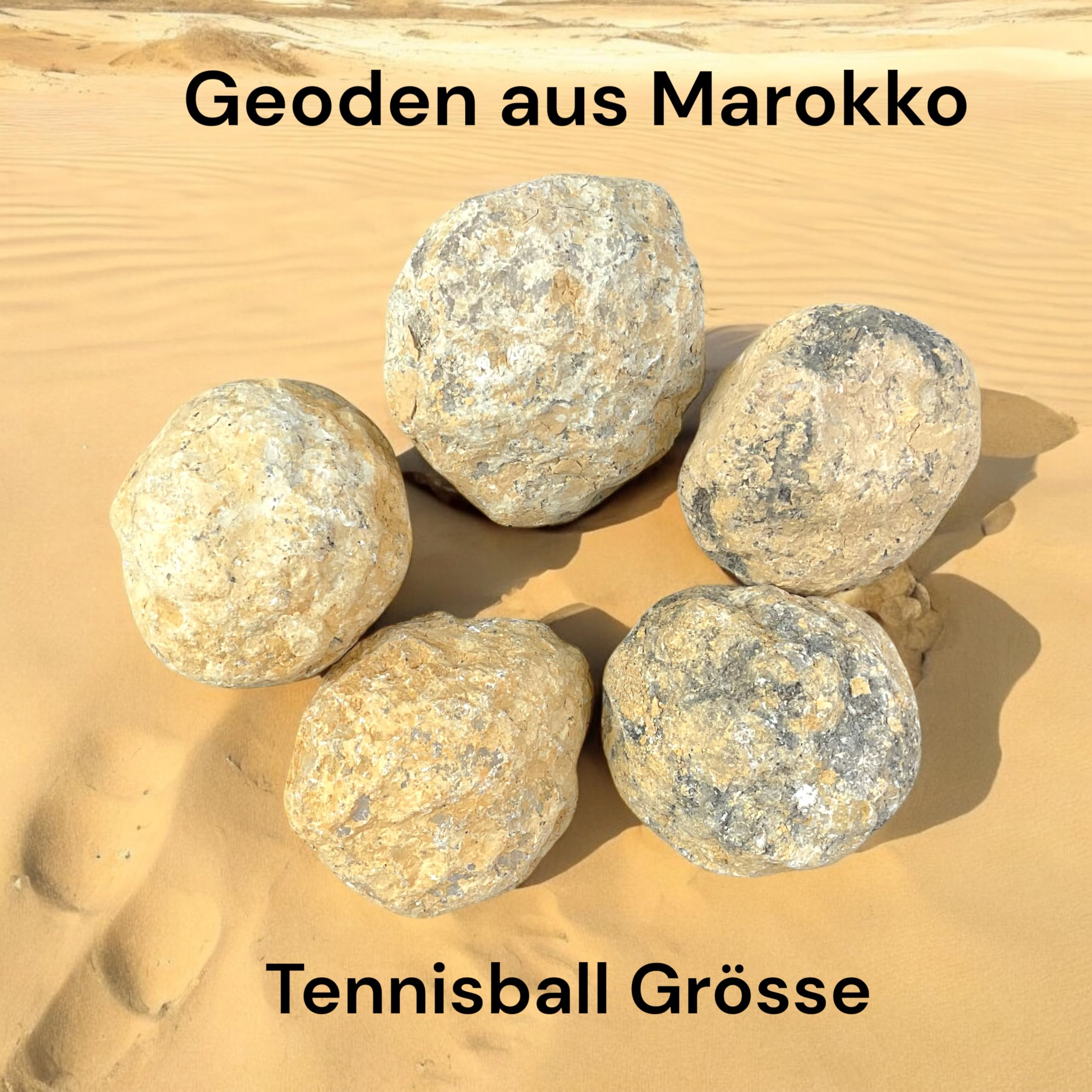 Zestaw geodów w rozmiarze piłki tenisowej I 5 dużych geodów I każda 6-7 cm i łącznie 900-1000 gramów do samodzielnego rozbicia - z instrukcją i objaśnieniem I Maroko