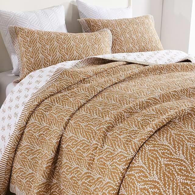 SahSahCasa Quilt Set Queen Size, 100% Cotton Quilt Bedding Set Bedspread...