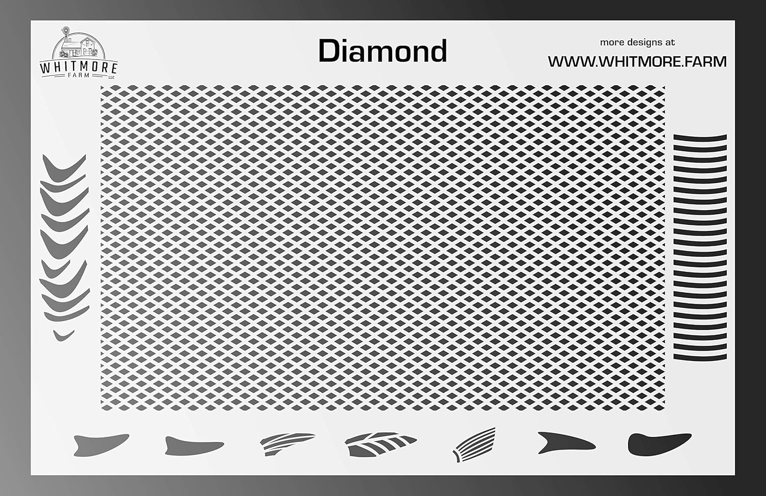 Whitmore Farm LLC Full Diamond Mesh Fishing Lure Airbrush Stencil