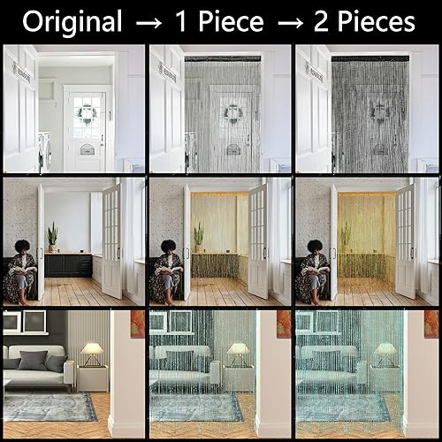 Miniatura 79 de 4 cortinas de cadena para puertas, cortinas con cuentas brillantes para puerta, cortinas de cuentas brillantes, cortina abierta para armario