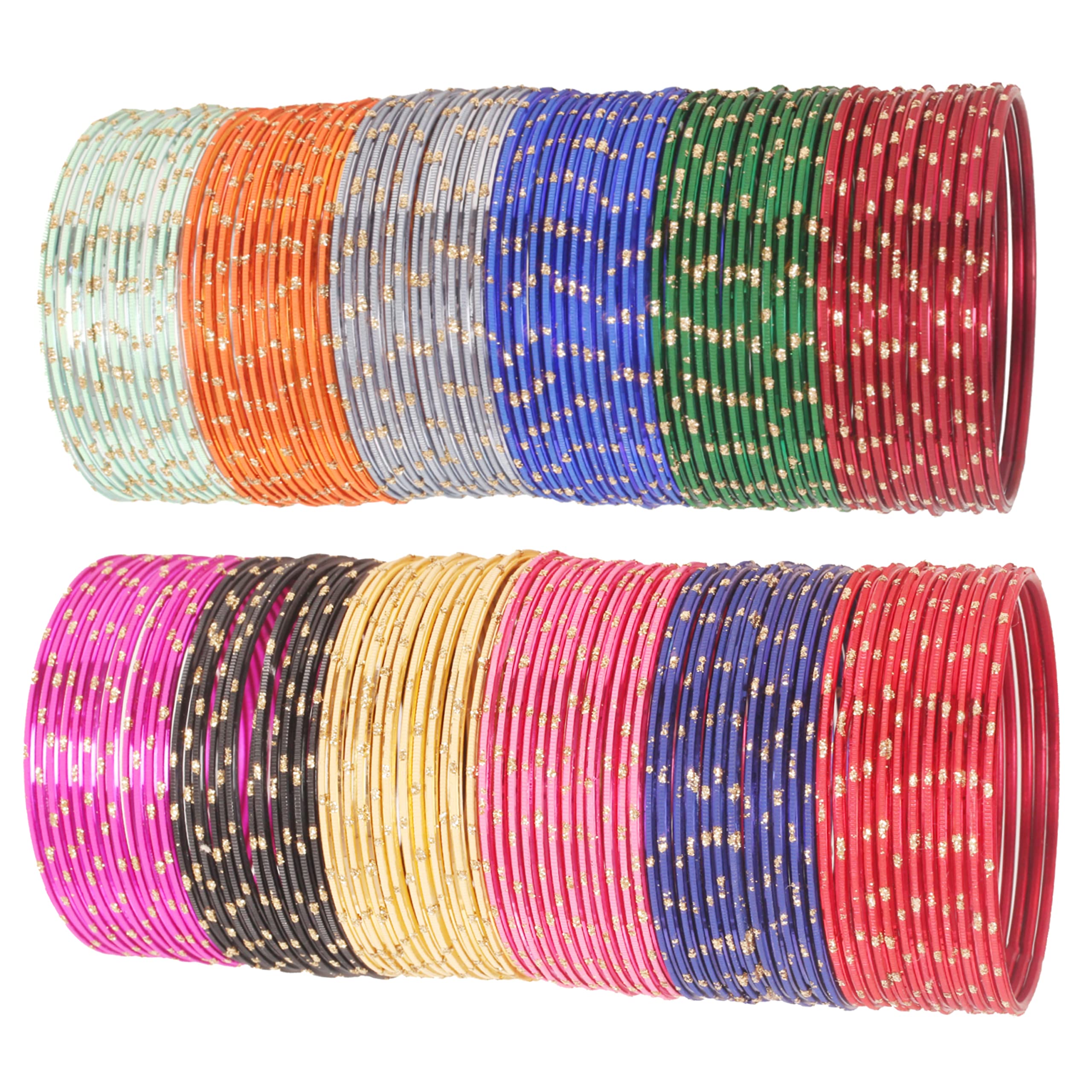 Sunsoulby Touchstone Indian Bangles Bracelets for Women Colorful churiyan Set Return Gifts Jewelry chudiya Bulk Pack Bollywood Metal Bangle Sets 12 Textured Vintage Colors. Set of 144