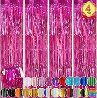 Vista 22 de Cortina de flecos de arcoíris para fiesta, paquete de 2 cortinas de fondo de flecos de aluminio de 3.3 x 8.3 pies para cumpleaños, boda, novia, baby