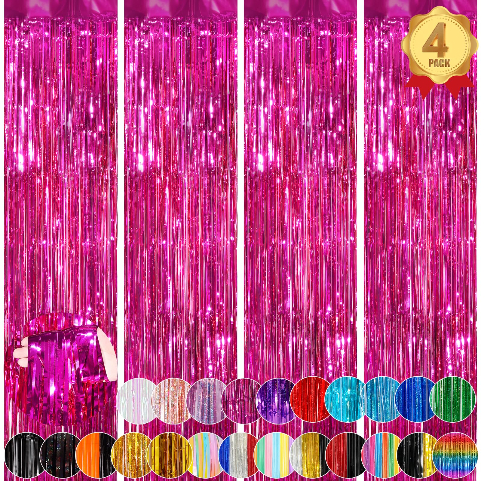 Black Foil Fringe Backdrop - 2 Pack Streamers -16