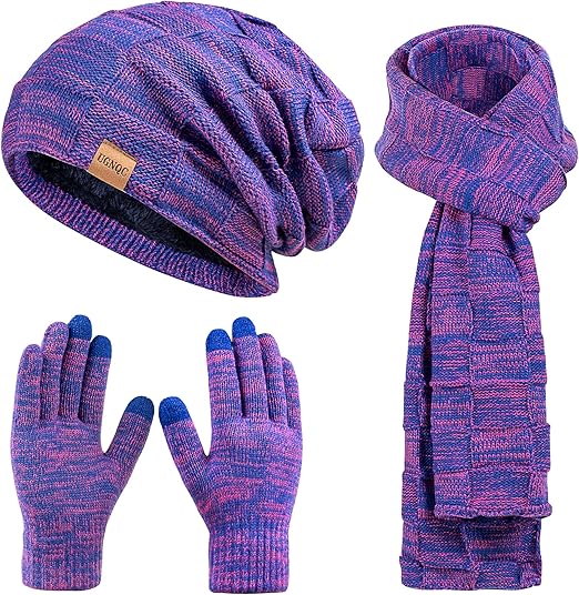 Unisex Winter Set Fleece Beanie, Scarf & Touchscreen Gloves