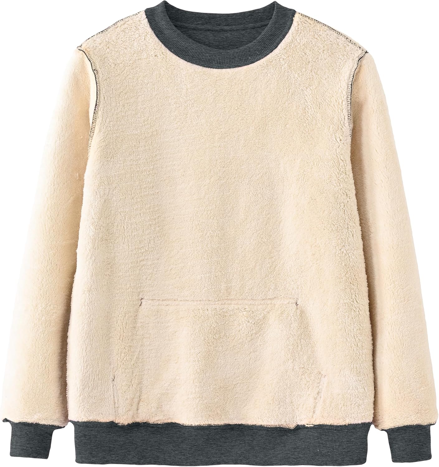 Tansozer Womens Sherpa Lined Crewneck Sweatshirt Warm Fleece Pullover Long Sleeve Winter Thermal Sweat Shirt - Image 2