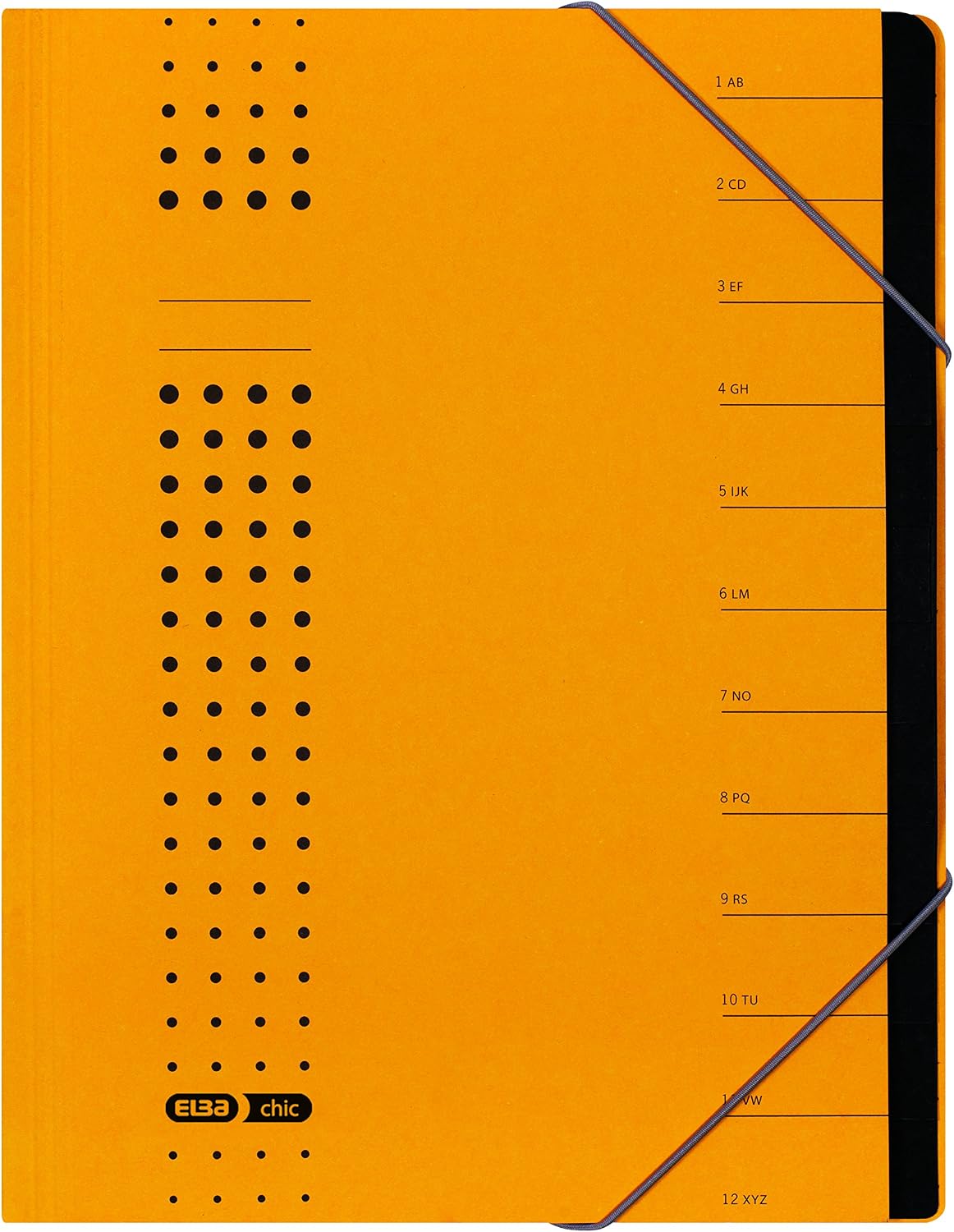 Elba Chic 42496AZ Folder Recycled Card 450 g/m² (Pack of 12 Compartments with Blank Tabs Pack of 5 Charcoal Folder File Chic A4 Yellow