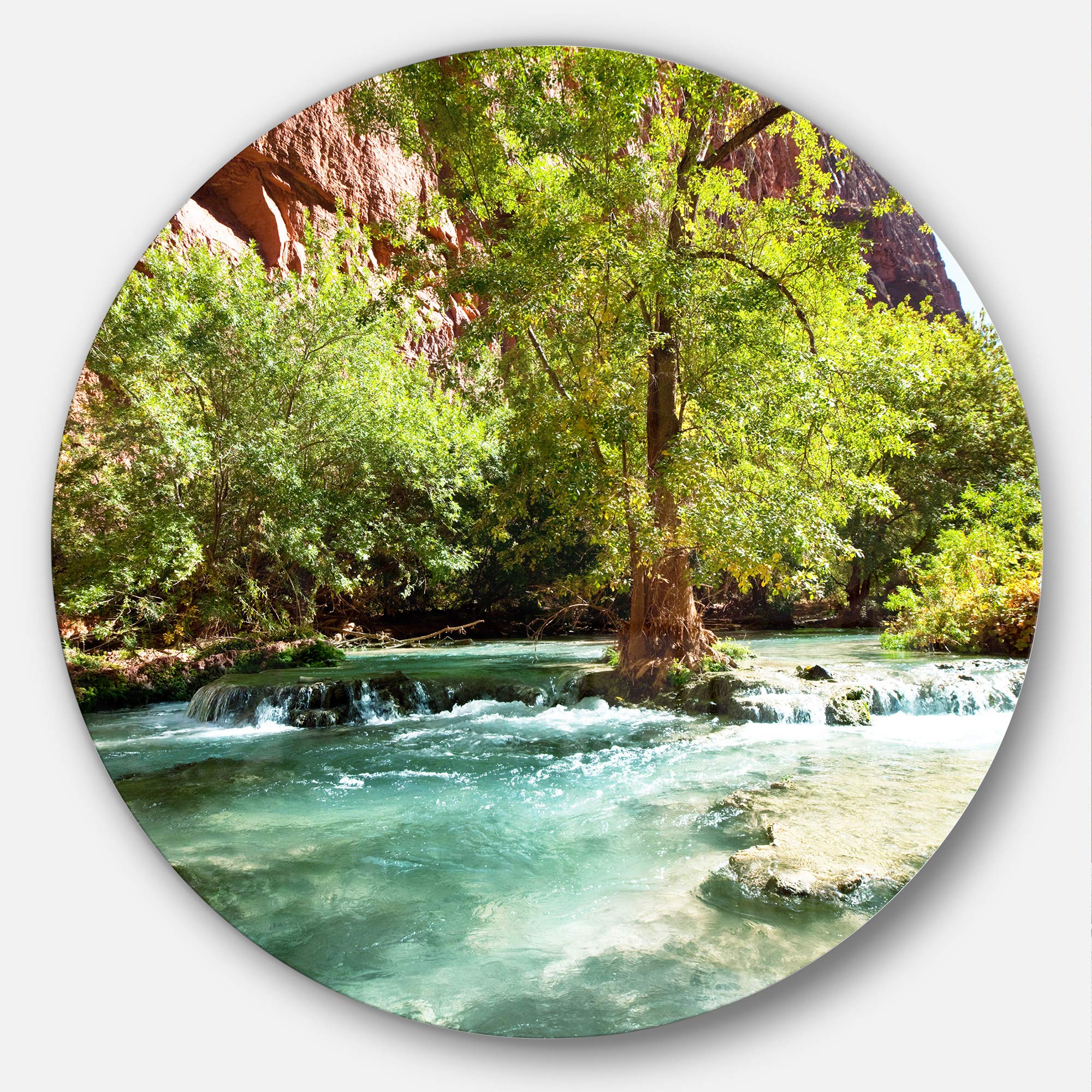 Designart Green Spring Creek In Mountains Landscape Metal Wall Art