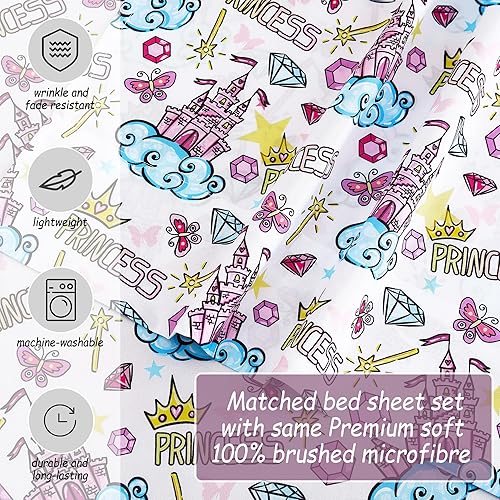 Miniatura 4 de Juego de sábanas para niños, tamaño individual, 3 piezas, transpirables y sedosas, suaves al tacto, sábanas de ballet para niña