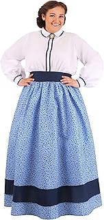 Women's Plus Size Prairie Costume Dress With Cameo, Wild West Outfit For Halloween Parties And Cosplay - Buy now
