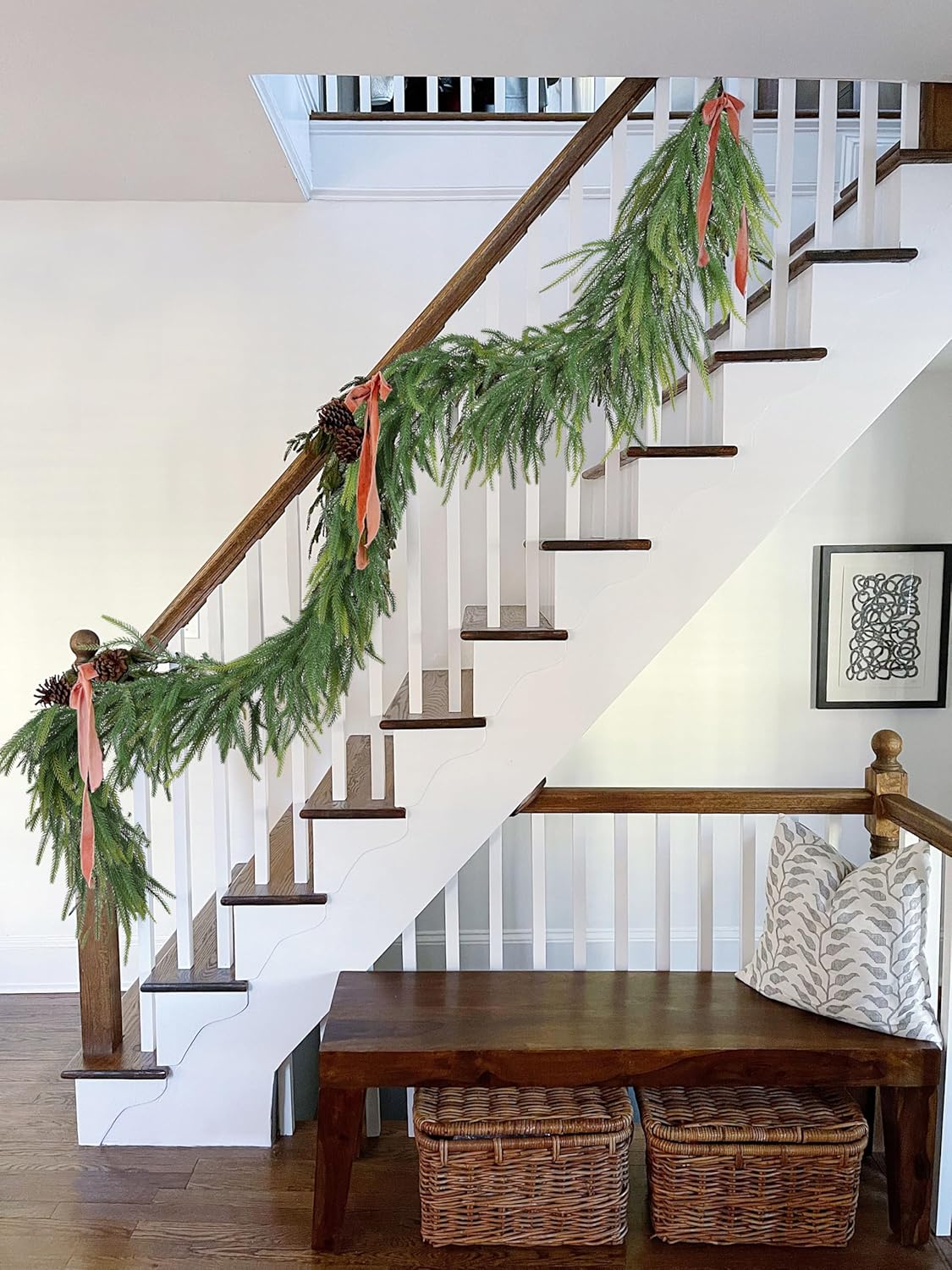 DearHouse Pine Garland Christmas Decoration, Artificial Greenery Garland Norfolk Pine Leaves for Holiday Season Mantel Fireplace Table Runner Centerpiece (Pine Garland) - Image 7