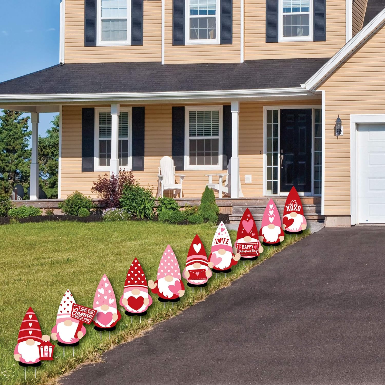 Big Dot of Happiness Valentine Gnomes - Lawn Decorations - Outdoor Valentine’s Day Party Yard Decorations - 10 Piece