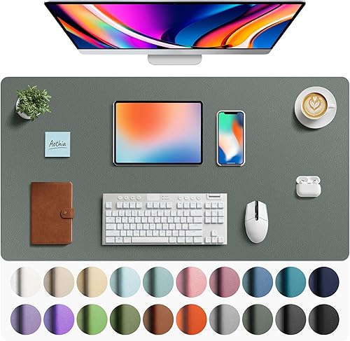 Miniatura 149 de Aothia Protector de escritorio de cuero, alfombrilla para ratón, alfombrilla de escritorio de oficina, secante de escritorio de cuero PU