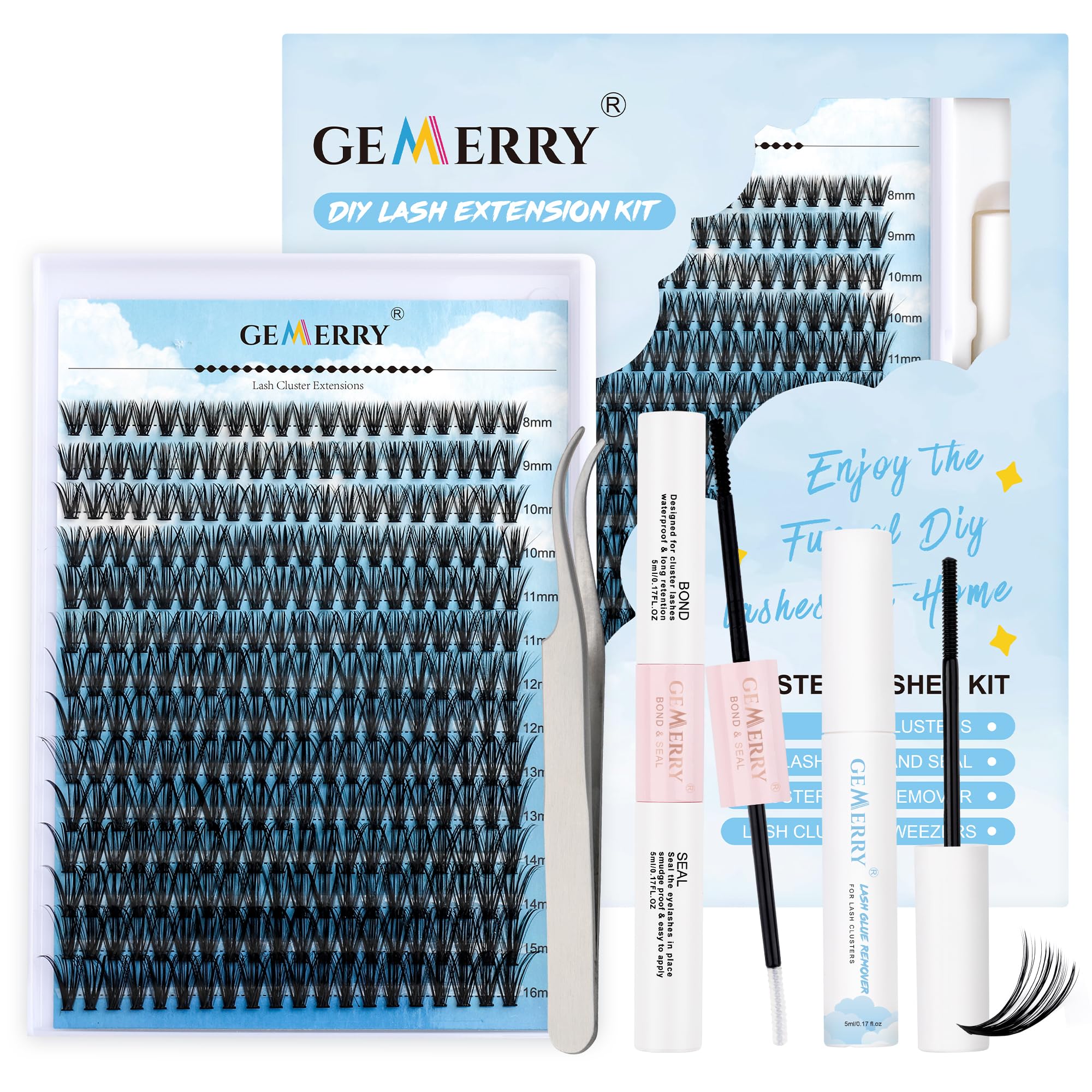 Kit De Extensión De Pestañas Postizas Individuales DIY con 240 PCS 8-16mm Pestañas Pelo a Pelo y Pegamento Pinzas Gemerry (30+40D) — view 23