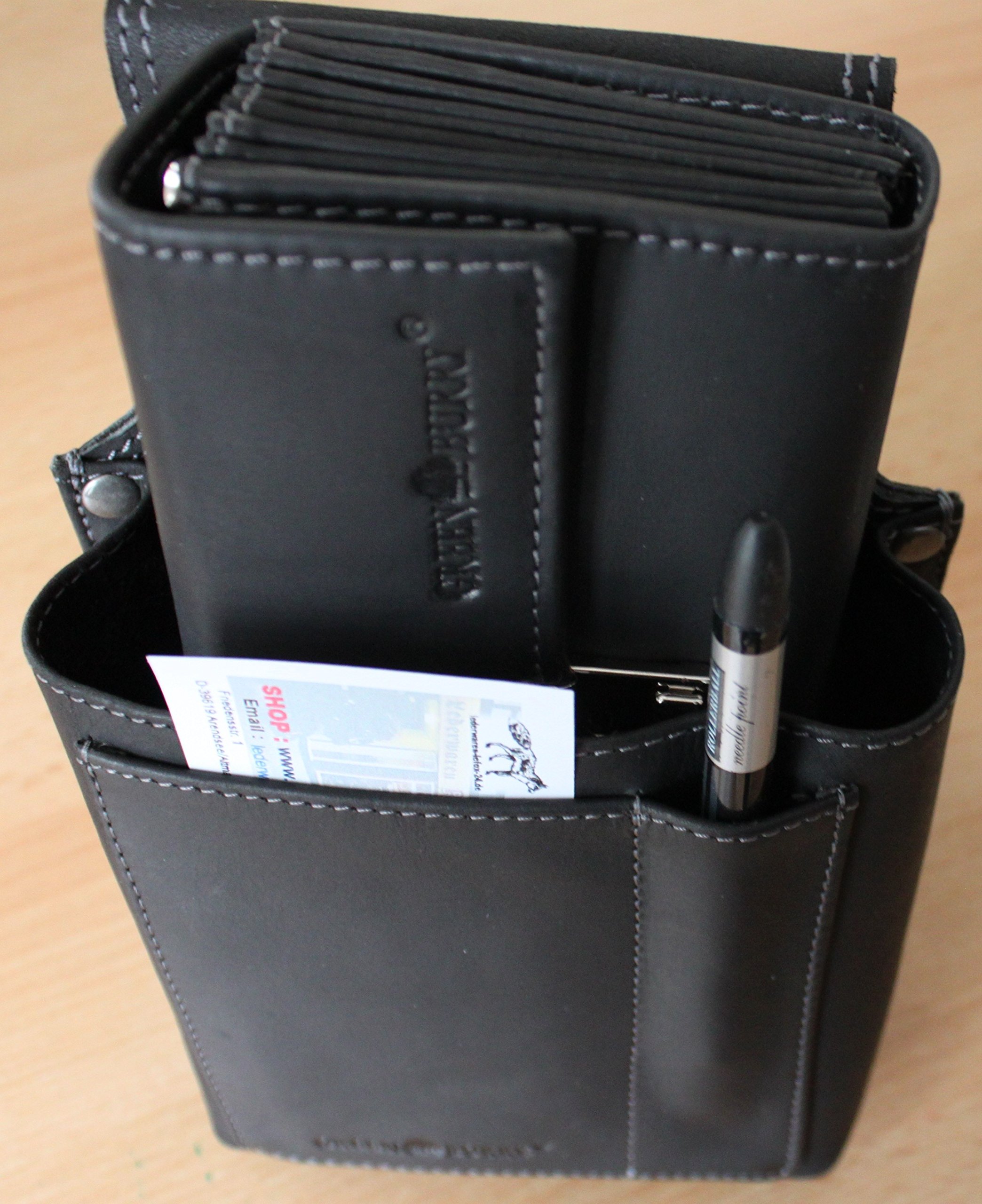 Kellnerbörse/Kellnertasche PROFI Taxi Set 2tlg. 1 G785-BL/86A-BL-20-black LUXUS Leder Greenburry