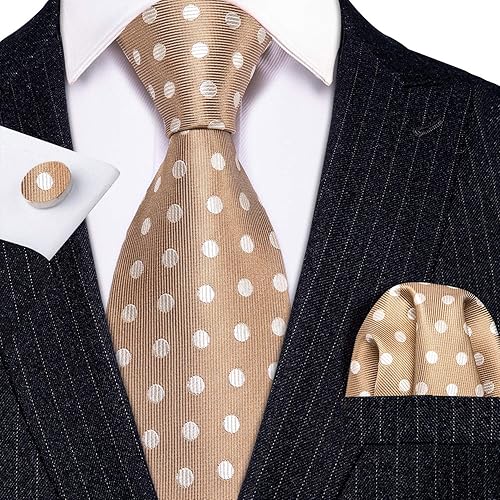 Miniatura 10 de BarryWang Juego de corbata para hombre diseño de lunares bufandas corbatas a la moda para bodas y negocios