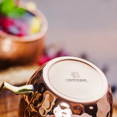 Miniatura 8 de Copper-Bar - Juego de 4 tazas de cobre macizo puro 100 hechas a mano juego de regalo de 16 onzas con popotes de cobre de la más alta calidad y