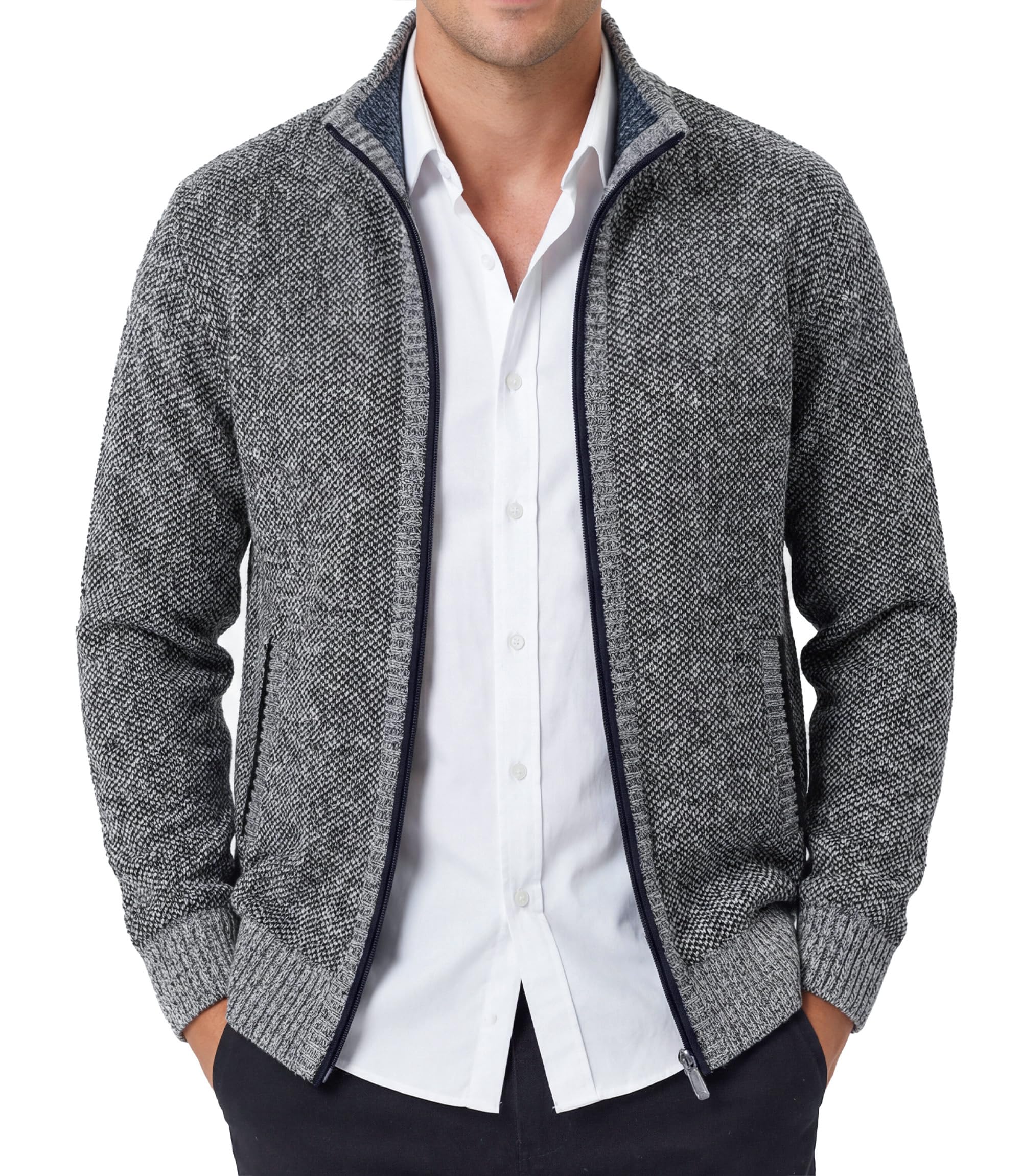 GLESTORE Strickjacke Herren Fleecejacke Cardigan Trachtenjacke Mit Reissverschluss