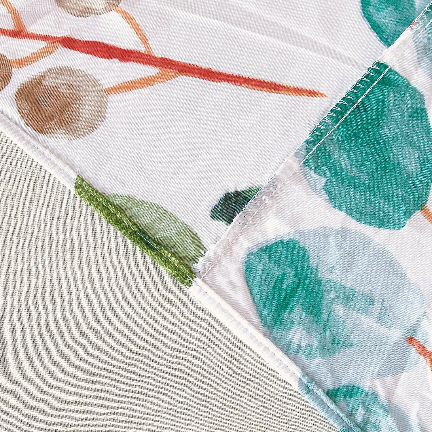 Jemiipee Lenzuolo con Angoli 180x200 cm Letto Matrimoniale Maxi - Lenzuola Sotto con Angoli Floreale in Microfibra a Motivo Primavera Rami e Foglie - Verde