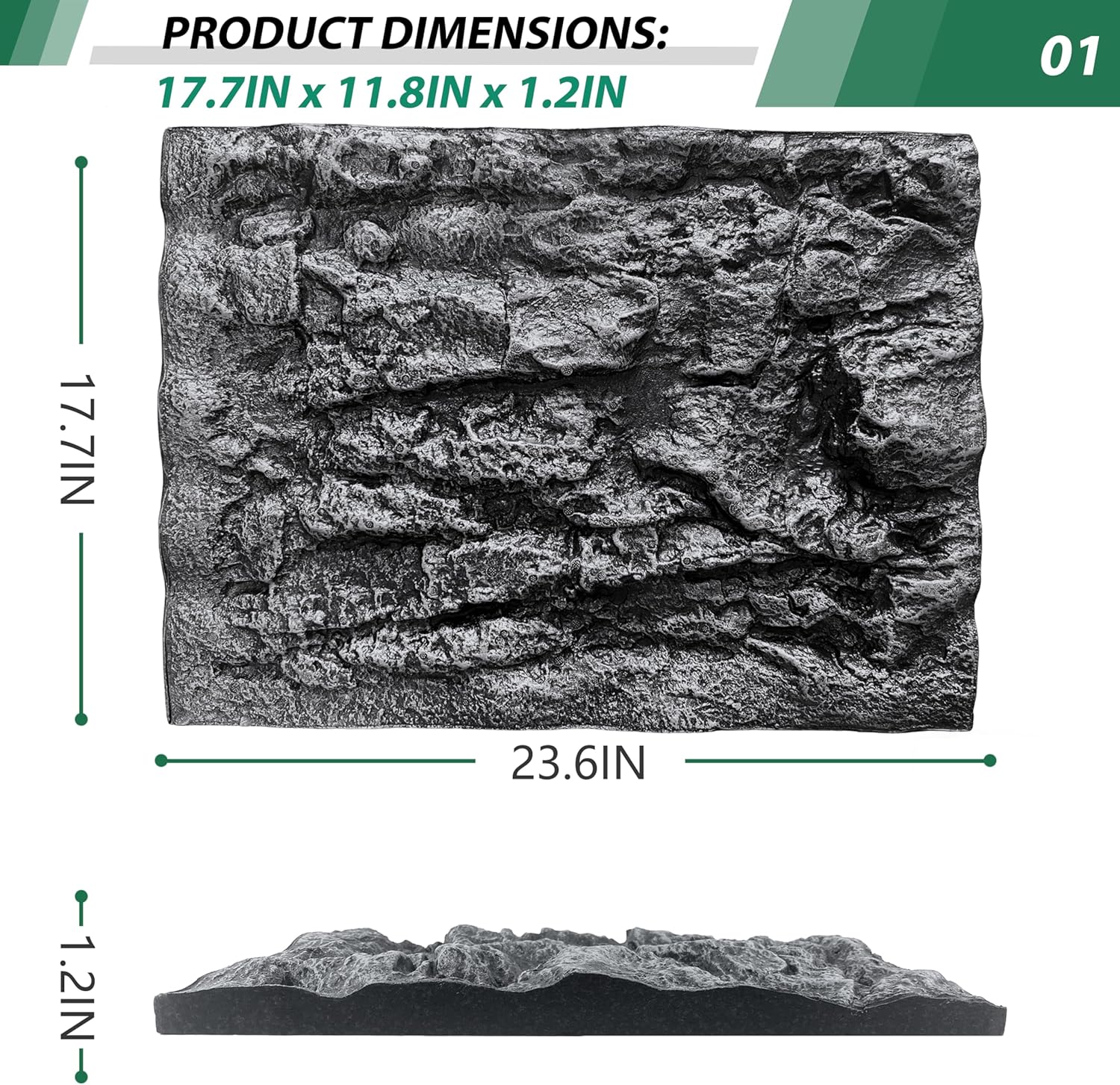 23.6x17.7in Rock Terrarium Background,3D Reptile Tank Background Board,Amphibian Stereo Backdrop Wall,Lizard Snake Gecko Spider Turtle Fish pet silo Background Decorative Panel(Grey)