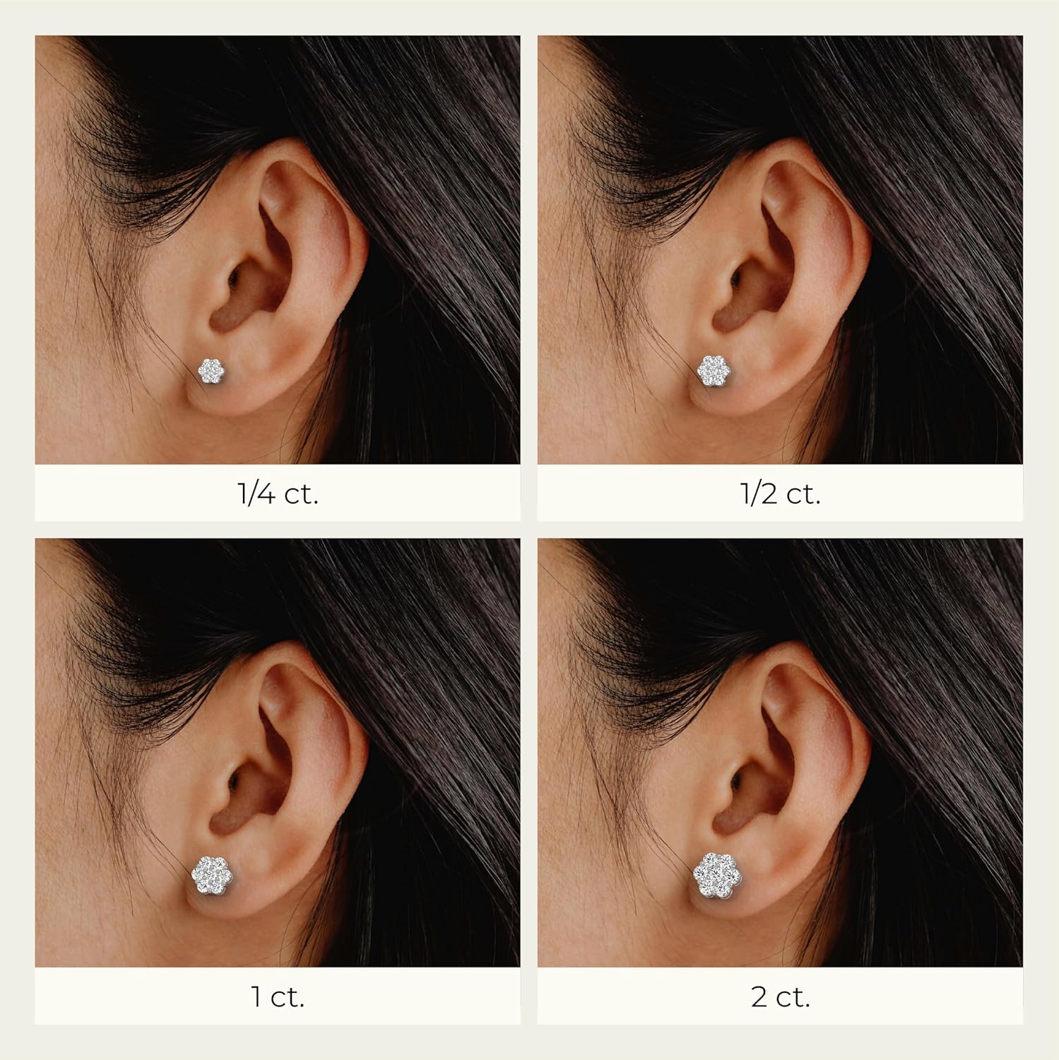 Gilded Lab-Grown Diamond 7 Stone Flower Earrings for Women in 925 Sterling Silver and 14KT Yellow Gold Plated Silver | Hypoallergenic Fine Jewelry | Hinged Closure | SI1 Clarity, F Color |1/4,1/2, 1,2 Carat Total Weight - Image 6