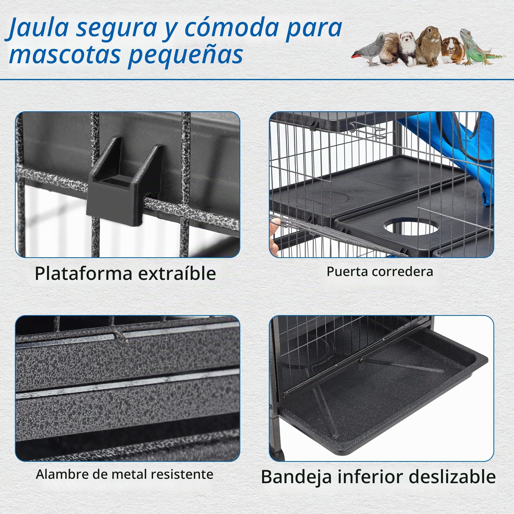 HABUTWAY Jaulas de Metal para Animales pequeños de 45 Pulgadas de Alto, Jaula de Chinchilla rodante con rampas extraíbles, Jaula de nación Lagre Critter para Chinchillas/cobayas/Conejos, jaulas de