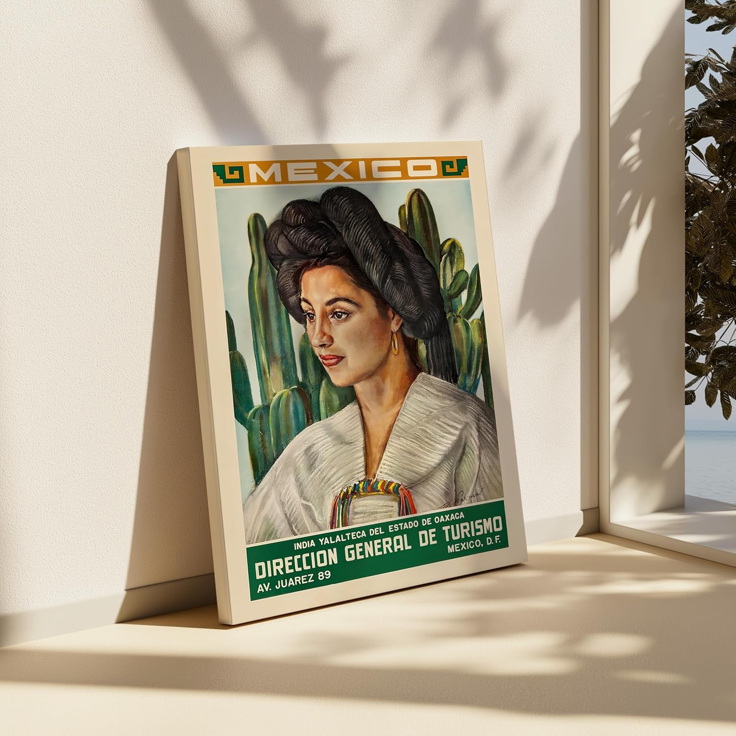 Poster Master Vintage Travel Canvas - Retro Mexico Print - Mexican Woman Portrait Art - Gift for Her, Girlfriend, Travel Lover - Chic Wall Decor for Office, Bedroom - 8x10 STRETCHED Canvas