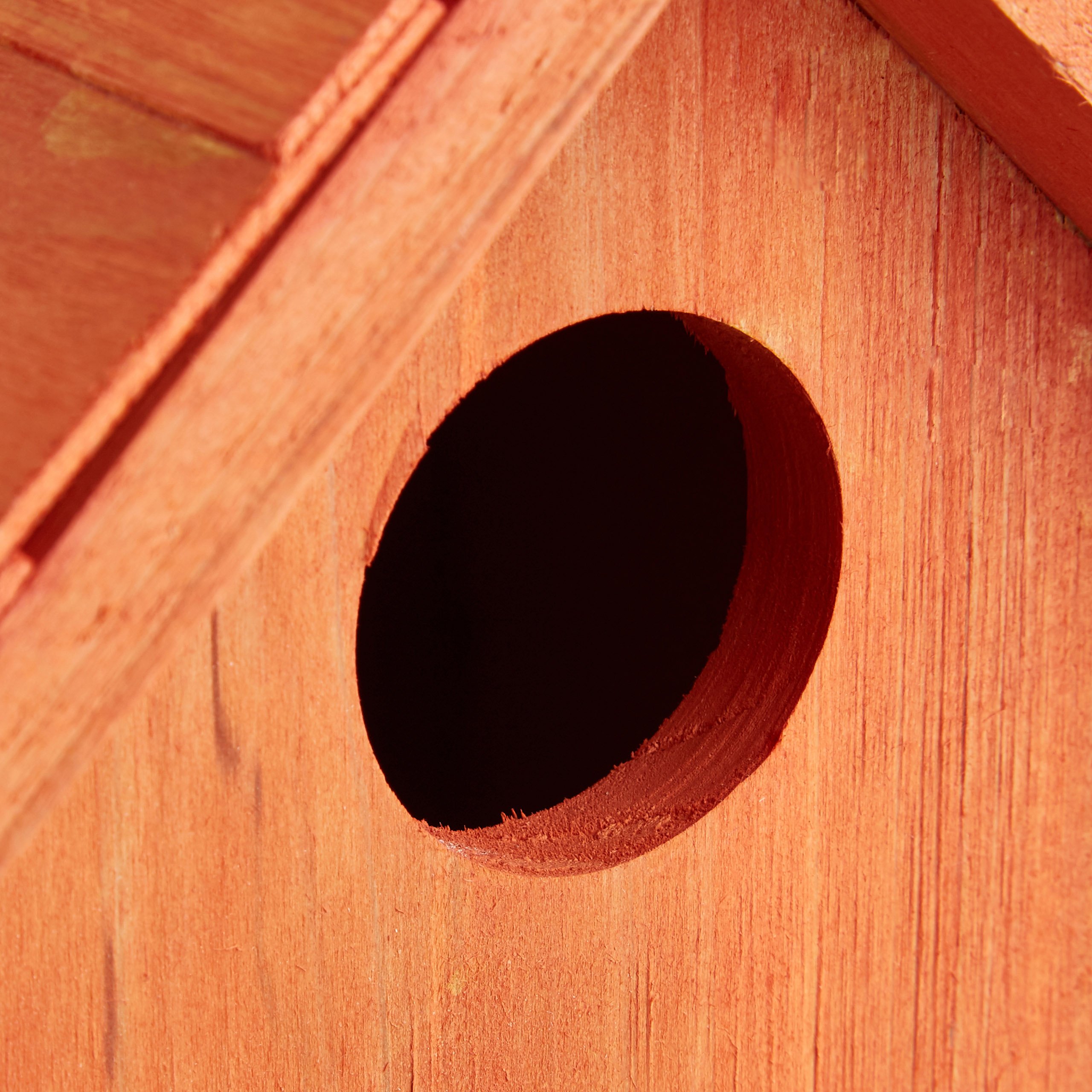 Relaxdays Caja Nido en Forma de Casa, Madera, Naranja, 24.3 x 17 x 12 cm