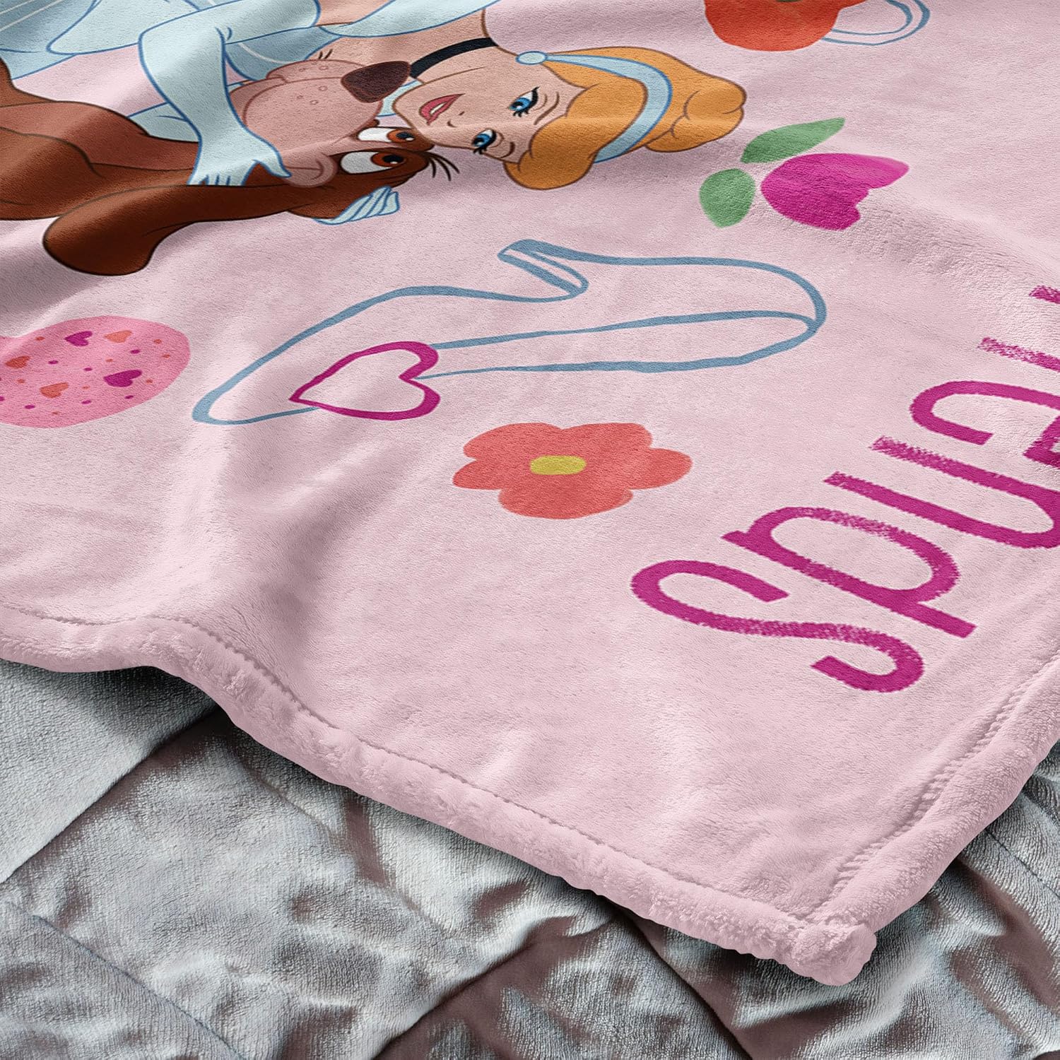 Disney “Light Up Princess” Silk Touch Sherpa Throw Blanket, Rapunzel, Cinderella & Belle Design, Ultra-Soft Oversized Plush Blanket for Girls, Bed or Couch, 60 x 80 Inches