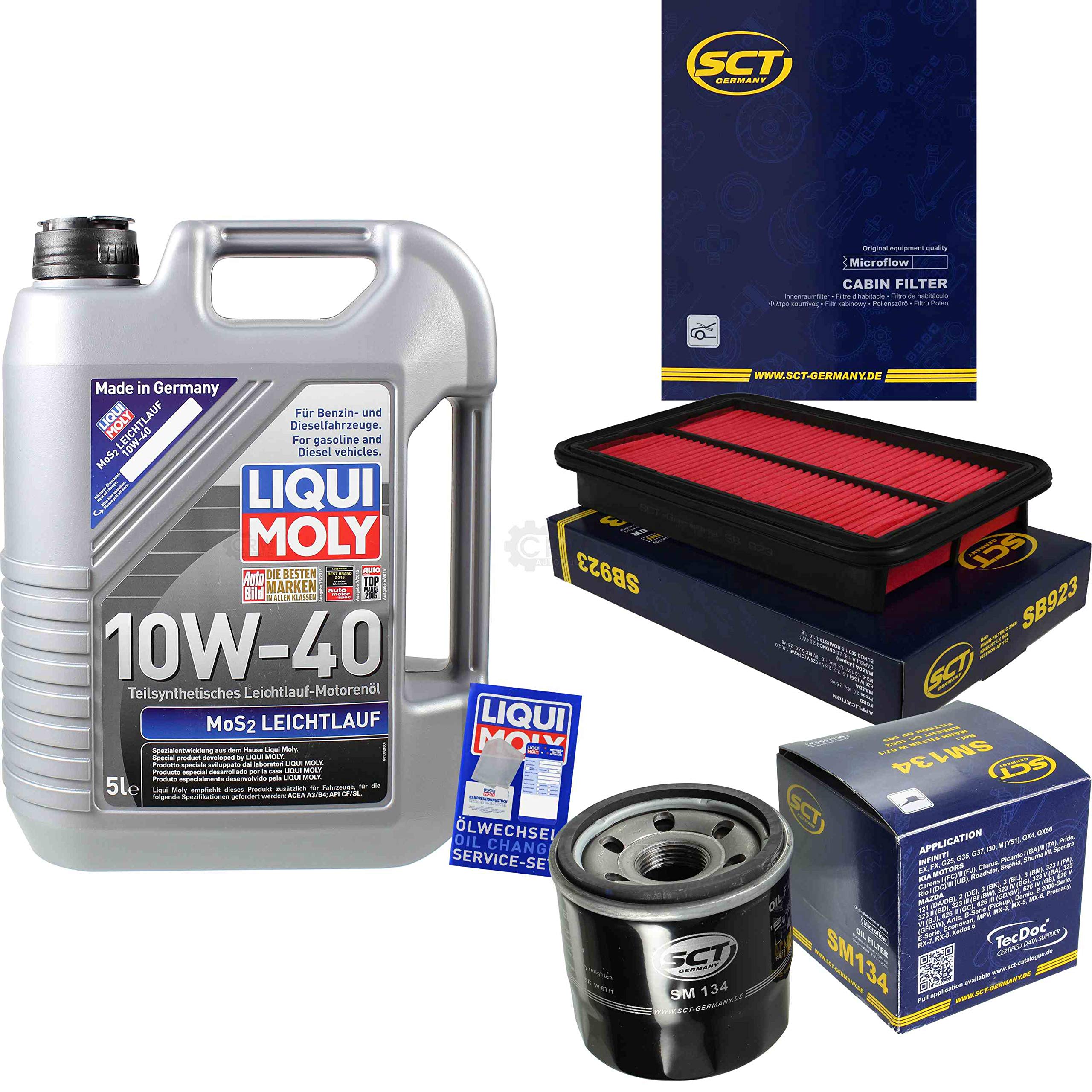 Set di filtri, 5 litri, olio motore MoS2, scorrevole, 10 W-40 SCT Germany