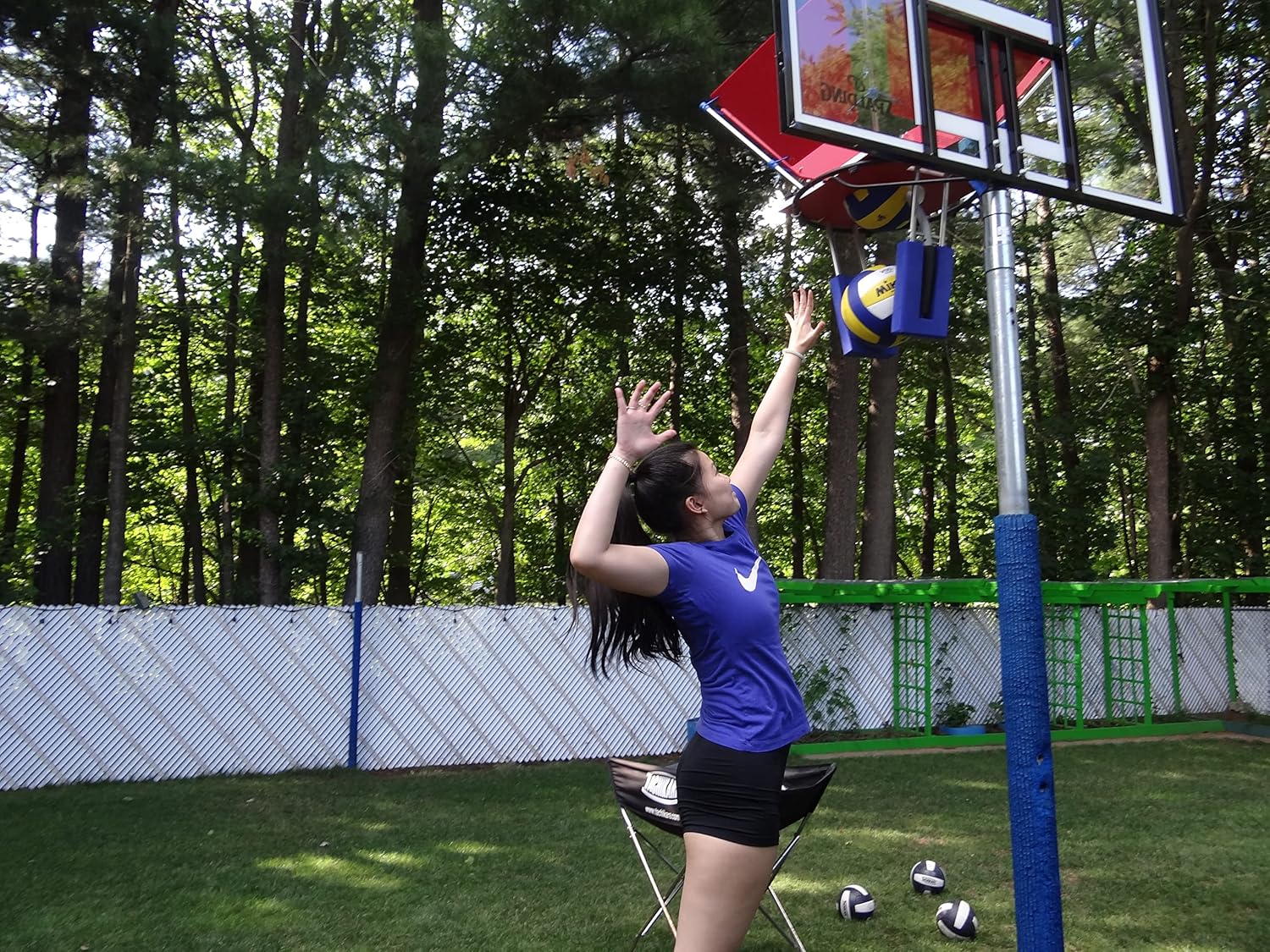 Volleyball Spike Trainer. (On Basketball Systems) Blue