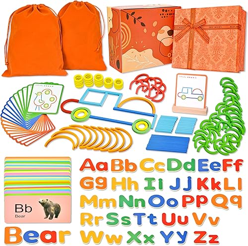 Aclarastra Letras magnéticas del alfabeto y rompecabezas de forma de madera para niños de 3 a 5 años, juguete de aprendizaje para niñas de 3, 4 y 5