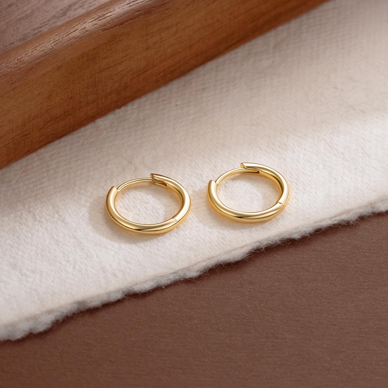 14K Gold Hoop Earrings for Women 14K Gold Earrings for Women Small Hoop Earring for Womens Hoops Clean Circular Design with Smooth Lines Hoops Earring for Womens 15mm - Image 4