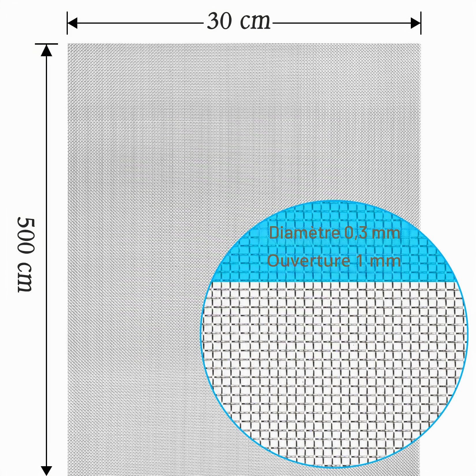 Rouleau de grillage en acier inoxydable 304 - 5 m x 300 mm - Maille métallique pour rongeurs - Empêche les souris, les serpents, les frelons et les rongeurs d'entrer - Facile à couper et à installer
