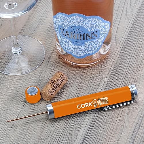 Miniatura 9 de Cork Genius Wine Pen Pro, acabado de madera, abridor de botellas de vino con bomba de aire, abridor de vino compacto manual con presión de aire,