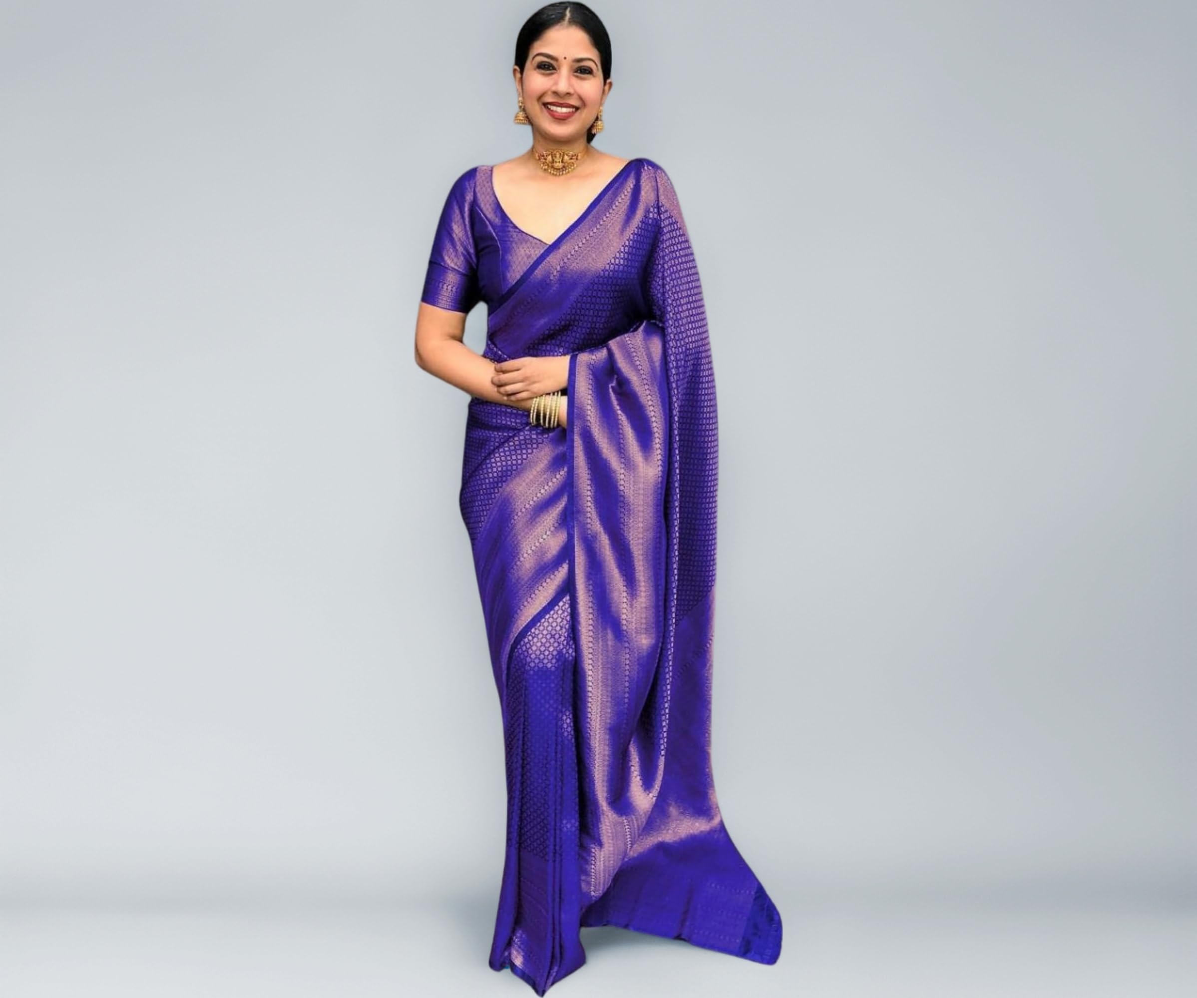 SGF11 Women's Kanjivaram Soft Silk Saree With Blouse Piece